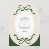 Modern Bows Green Ovaal Foto Kerstboog Kaarten (Achterkant)