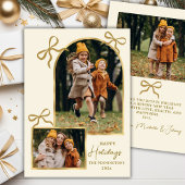 Modern Bows Happy Holidays Gold Arch 3 Photo  Feestdagenkaart