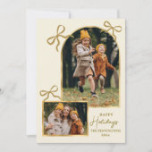Modern Bows Happy Holidays Gold Arch 3 Photo  Feestdagenkaart (Voorkant)