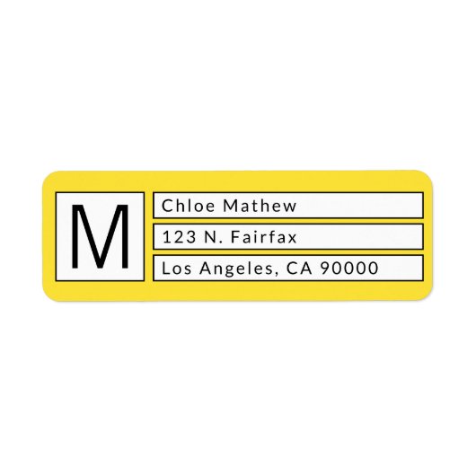 Modern Box Monogram Geel, B&W Retouradres Etiket (Voorkant)