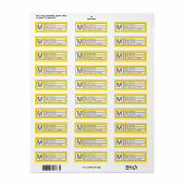 Modern Box Monogram Geel, B&W Retouradres Etiket (Full Sheet)
