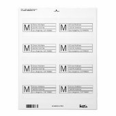 Modern Box Monogram zwart-wit retouradres Etiket (Full Sheet)