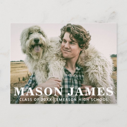 Modern Boy Afstuderen van de Bekleding van de Teks Aankondigingskaart (Voorkant)