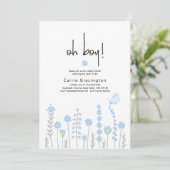 Modern Boy Baby Pastel Blauw Douche Party Kaart (Staand voorkant)