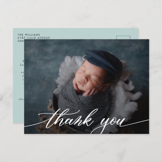 Modern Boy Baby shower Dank u Briefkaart (Voorkant / Achterkant)