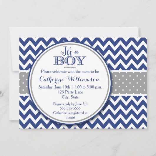Modern Boy Baby shower Invitation, het is een jong Kaart (Voorkant)