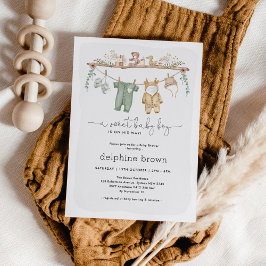 Modern Boy Baby shower Kinderkamer Kleding Uitnodi Kaart