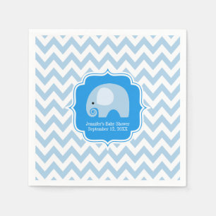 Modern Boy Blue Elephant Baby shower Chevron Servet