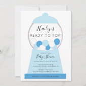 Modern Boy Blue Gumball Machine Baby shower Kaart (Voorkant)