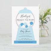 Modern Boy Blue Gumball Machine Baby shower Kaart (Staand voorkant)