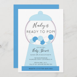 Modern Boy Blue Gumball Machine Baby shower Kaart