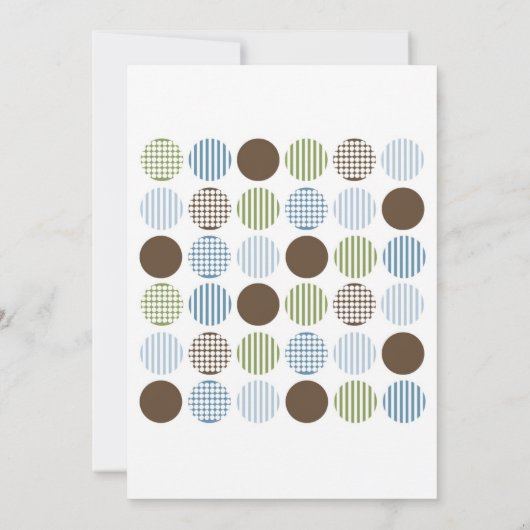 Modern Boy Dot Baby shower nodigt Blue Green Brown Kaart (Achterkant)