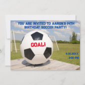 Modern Boy Goal Post Voetbal Verjaardag Uitnodigin Kaart (Voorkant)