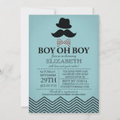 Modern Boy Little Man Mustache Baby shower Kaart (Voorkant)