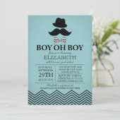 Modern Boy Little Man Mustache Baby shower Kaart (Staand voorkant)