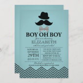 Modern Boy Little Man Mustache Baby shower Kaart (Voorkant / Achterkant)