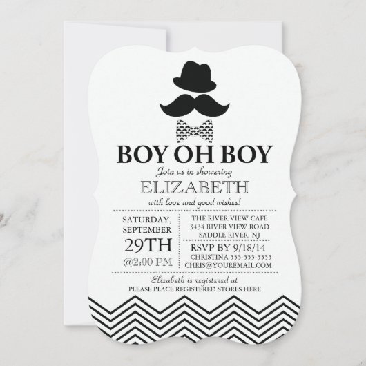 Modern Boy Little Man Mustache Baby shower Kaart (Voorkant)