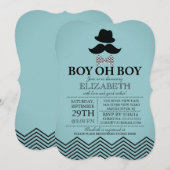 Modern Boy Little Man Mustache Baby shower Kaart (Voorkant / Achterkant)