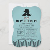 Modern Boy Little Man Mustache Baby shower Kaart (Voorkant)