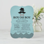 Modern Boy Little Man Mustache Baby shower Kaart (Staand voorkant)