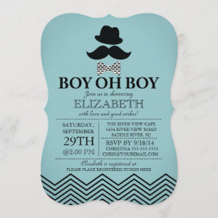 Modern Boy Little Man Mustache Baby shower Kaart