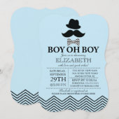 Modern Boy Little Man Mustache Baby shower Kaart (Voorkant / Achterkant)