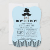 Modern Boy Little Man Mustache Baby shower Kaart (Voorkant)