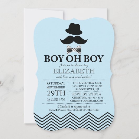 Modern Boy Little Man Mustache Baby shower Kaart (Voorkant)