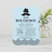 Modern Boy Little Man Mustache Baby shower Kaart (Staand voorkant)