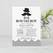 Modern Boy Little Man Mustache Baby shower Kaart (Staand voorkant)
