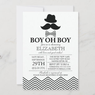 Modern Boy Little Man Mustache Baby shower Kaart