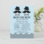 Modern Boy Little Man snor TWINS Baby shower Kaart (Staand voorkant)