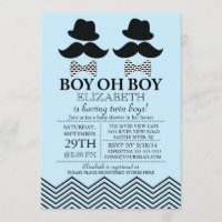 Modern Boy Little Man snor TWINS Baby shower