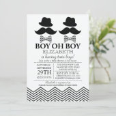 Modern Boy Little Man snor TWINS Baby shower Kaart (Staand voorkant)