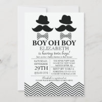 Modern Boy Little Man snor TWINS Baby shower