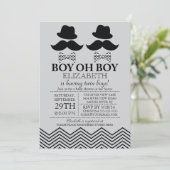 Modern Boy Little Man snor TWINS Baby shower Kaart (Staand voorkant)