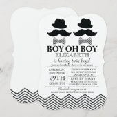 Modern Boy Little Man snor TWINS Baby shower Kaart (Voorkant / Achterkant)