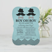 Modern Boy Little Man snor TWINS Baby shower Kaart (Staand voorkant)