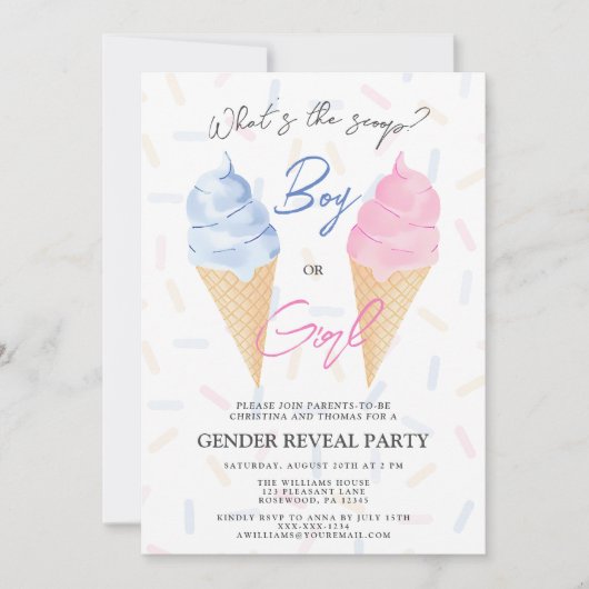 Modern Boy of Girl Ice-Cream Geslacht Onthullen Kaart (Voorkant)