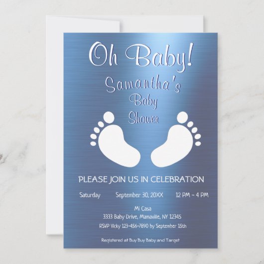 Modern Boy Oh Baby shower Baby Voeten Kaart (Voorkant)