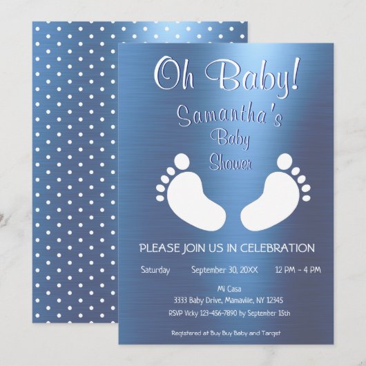 Modern Boy Oh Baby shower Baby Voeten Kaart (Voorkant / Achterkant)