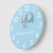 Modern Boy Personalized Polka Dot Elephants Grote Klok (Hoek)