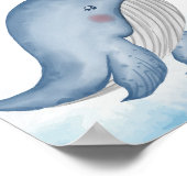 Modern Boy Whale Sailboat Baby shower Welkom Poster (Hoek)