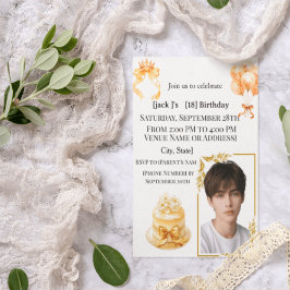 Modern Boy's 18th Birthday Photo Party Invitation  Acryl Uitnodigingen