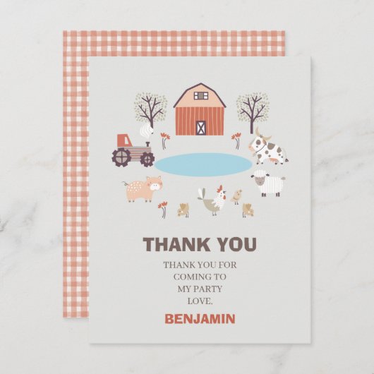 Modern Boys Boerderij Verjaardag Dank je kaart (Voorkant / Achterkant)