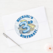 Modern Boys Construction Kind's Verjaardagsfeest Ronde Sticker (Envelop)
