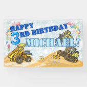 Modern Boys Construction Kind's Verjaardagsfeest Spandoek (Horizontaal)