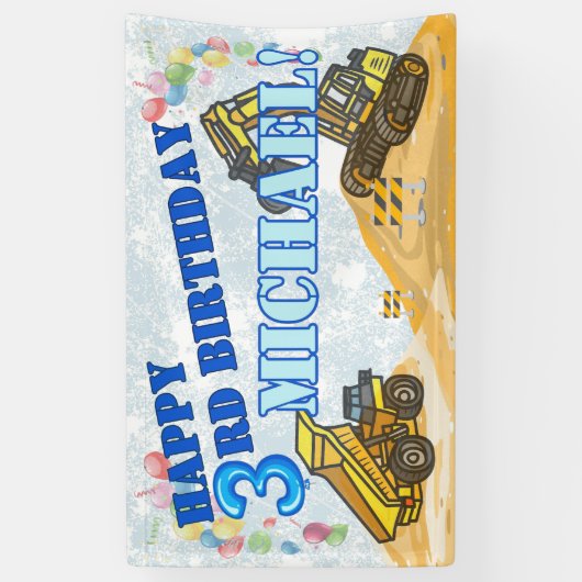 Modern Boys Construction Kind's Verjaardagsfeest Spandoek (Verticaal)