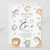 Modern boys minimalist Safari Wild Op een dag Kaart (Voorkant)