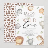 Modern boys minimalist Safari Wild Op een dag Kaart (Voorkant / Achterkant)